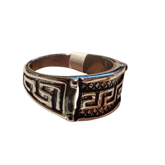 Men's Stainless Steel Greek Key Ring Size 11 - Picture 2 of 4